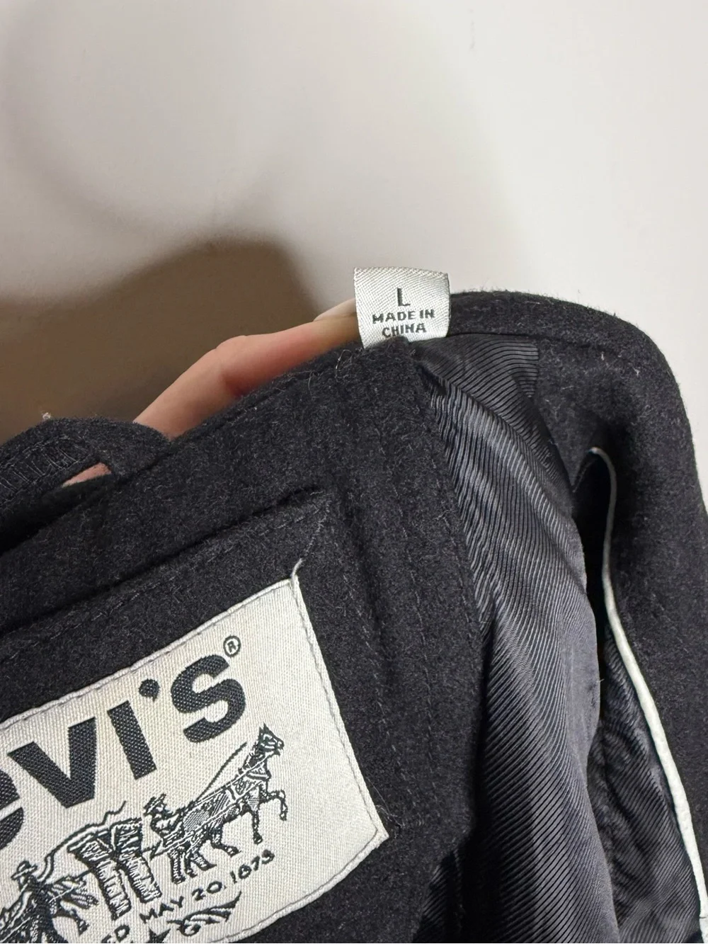 Levi's black double-breasted wool blend pea coat